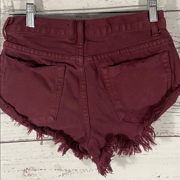 Mustard Seed Burgundy Cutoff Denim Jean Short - Picture 4 of 6